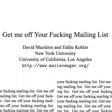 Portada de artículo "Get Me Off Your Fucking Mailing List".