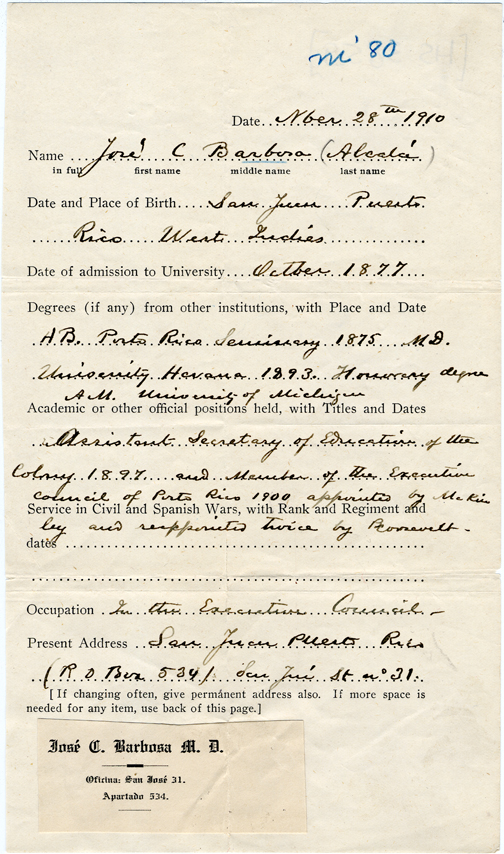 Forma escrita por José Celso Barbosa