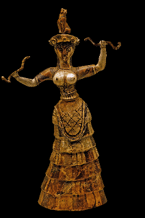 Diosa (¿sacerdotisa?) minoica bailando, cortesía de Nina Paley.