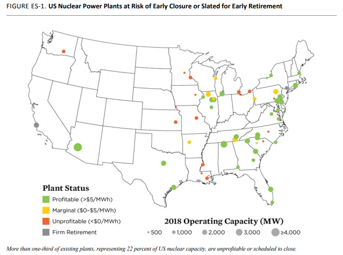 Estatus de las plantas nucleares en Estados Unidos.
