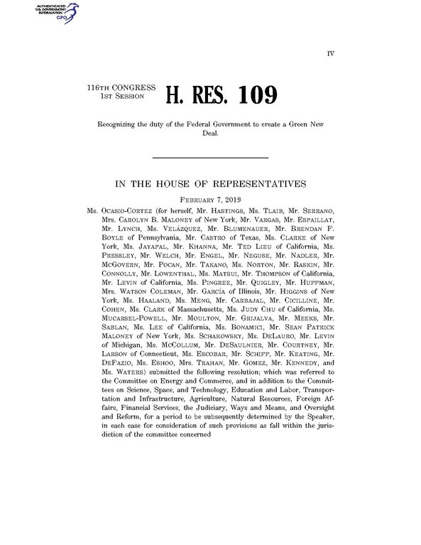 H. RES. 109 (116th Congress - 1 Session)