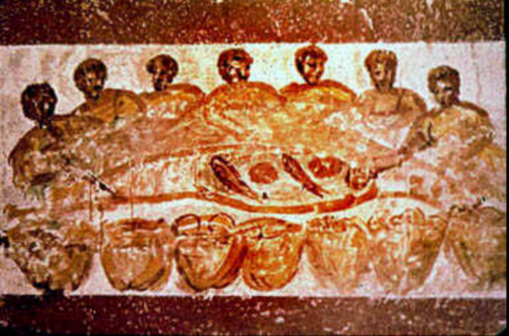 Pintura de una cena cristiana