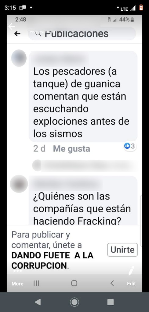 Imagen de discusión sobre terremoto y fracking
