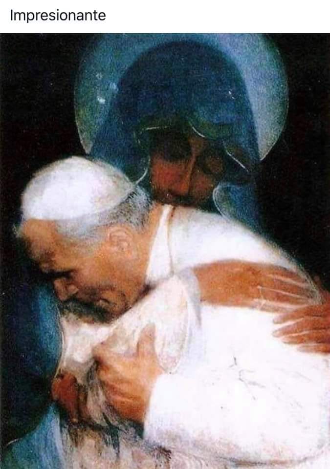 Imagen de Virgen abrazando a Juan Pablo II