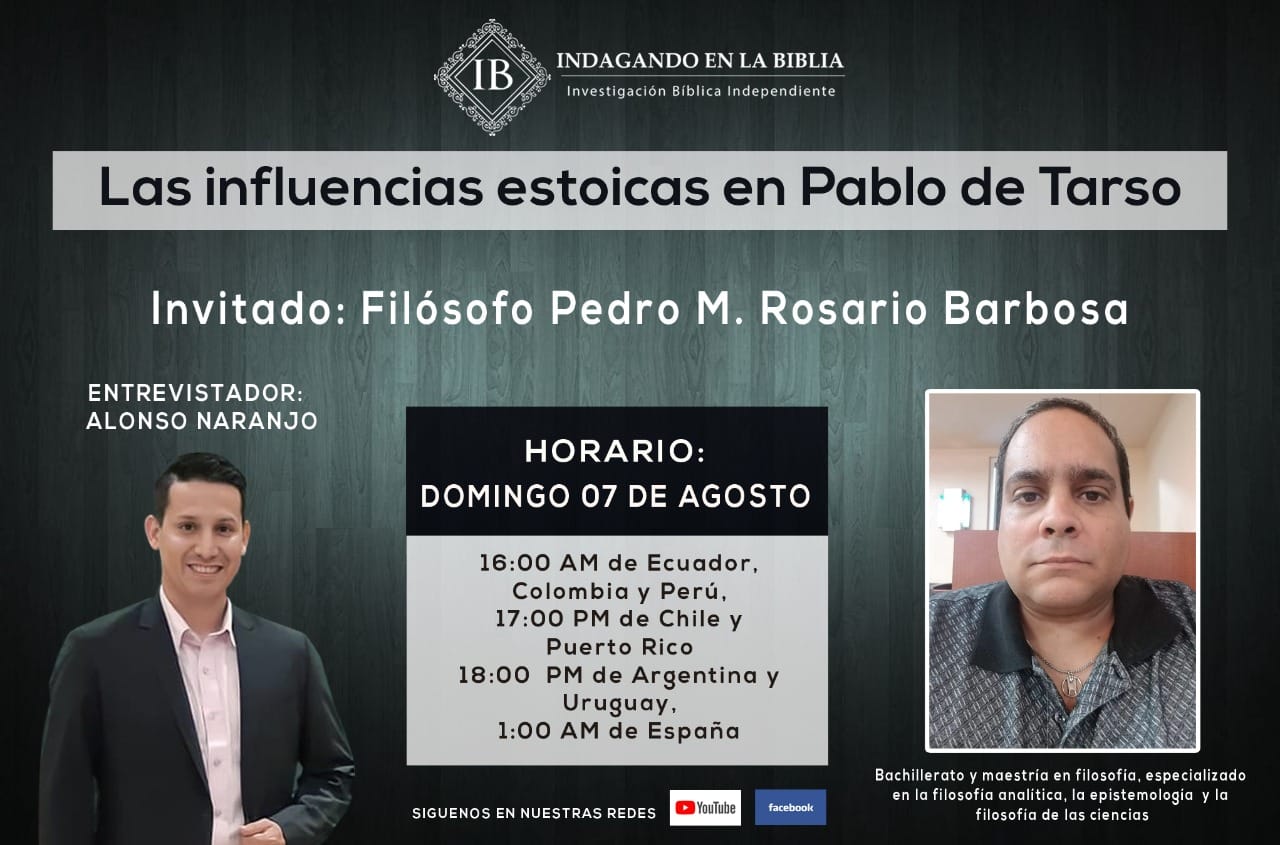 Anuncio de la actividad: "Las influencias estoicas de Pablo de Tarso"
