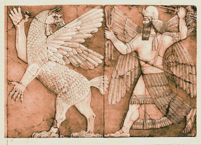 Relieve de la batalla entre Marduk y Tiamat