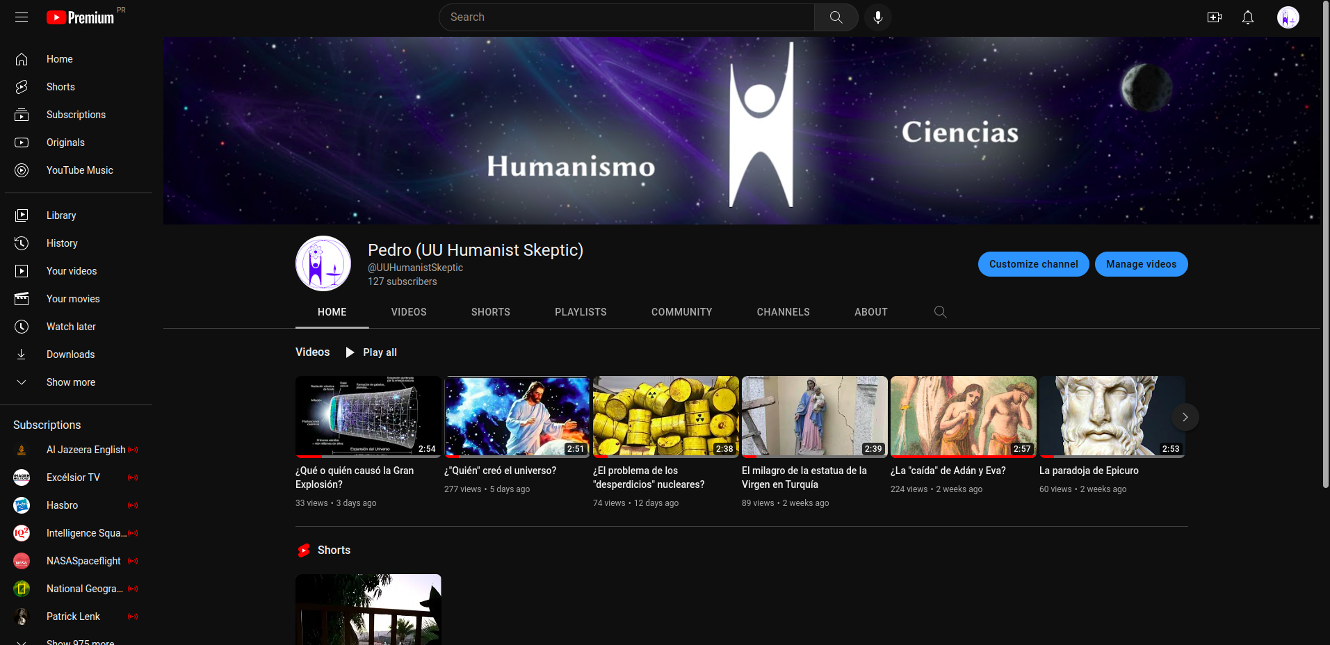 Captura de pantalla de Canal de Escéptico Humanista UU