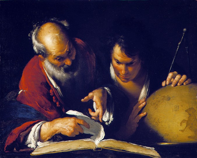 Eratóstenes enseñando en Alejandría, por Bernardo Strozzi (1635)