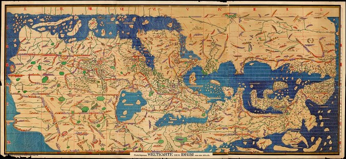The Tabula Rogeriana, dibujada por Muhammad al-Idrisi (1154).