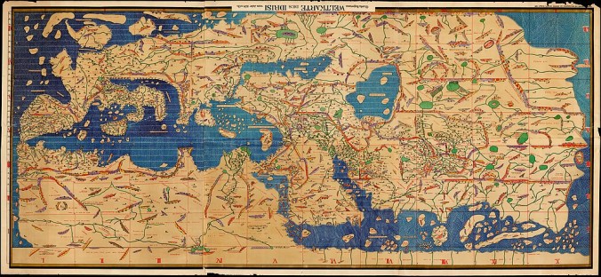 The Tabula Rogeriana, dibujada por Muhammad al-Idrisi invertida.