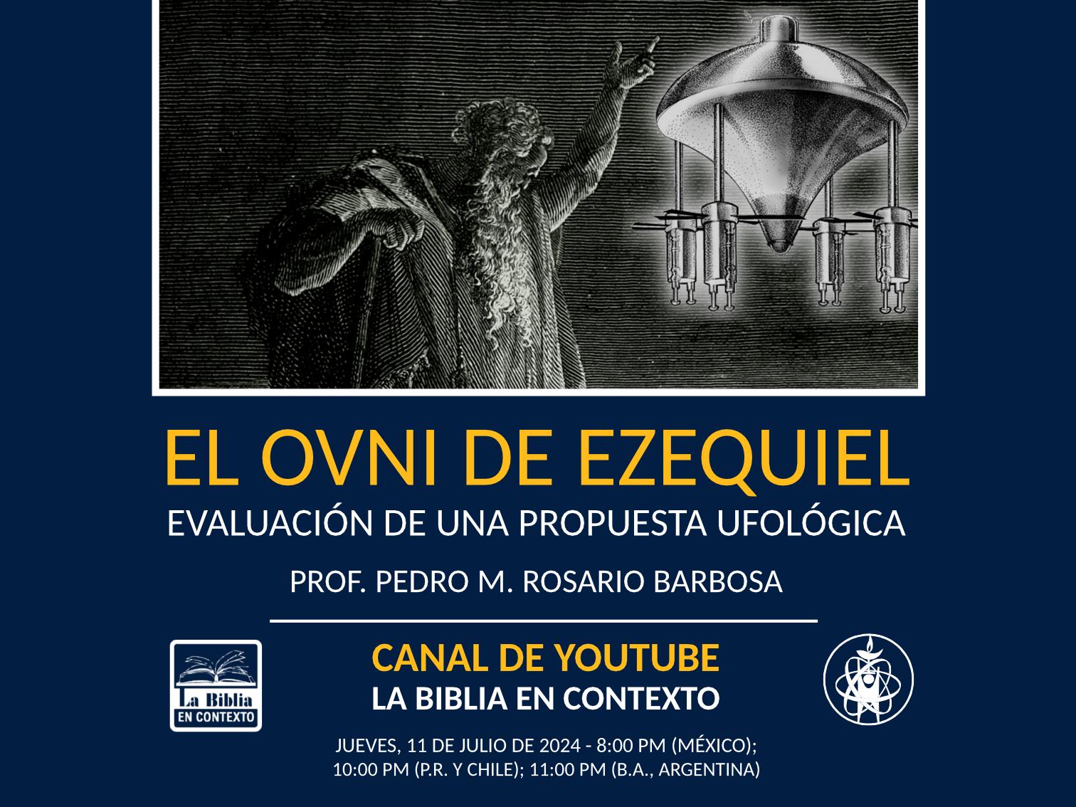 Portada de la presentación: El ovni de Ezequiel, evaluación de una propuesta ufológica