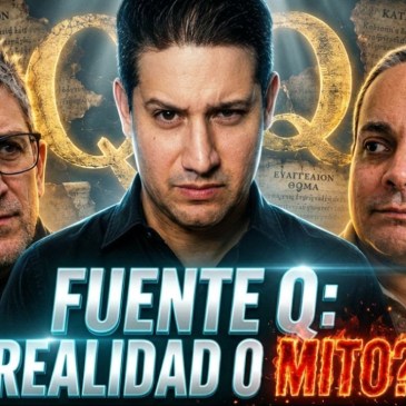 Portada del diálogo/debate: "Fuente Q: ¿Realidad o mito?" Presenta a Alonso Naranjo en el medio, a la izquierda a Juan Fra Rodríguez y a la derecha a un servidor.