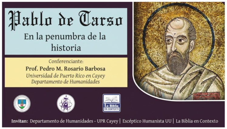 Portada de mi presentación "Pablo de Tarso: A la penumbra de la historia"